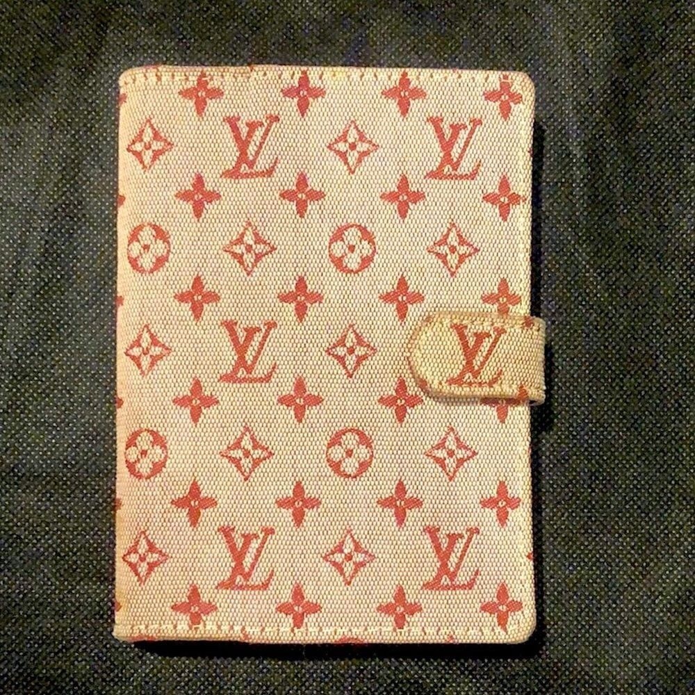 LOUIS VUITTON Mini Lin Red Agenda Binder Passport Holder Credit Card Wallet
